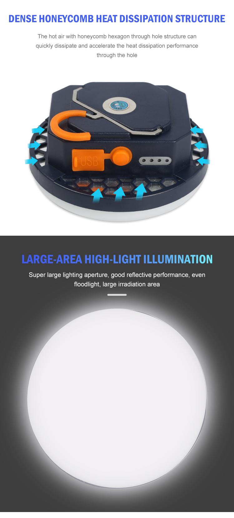 Rechargeable LED camping lantern — product information 4