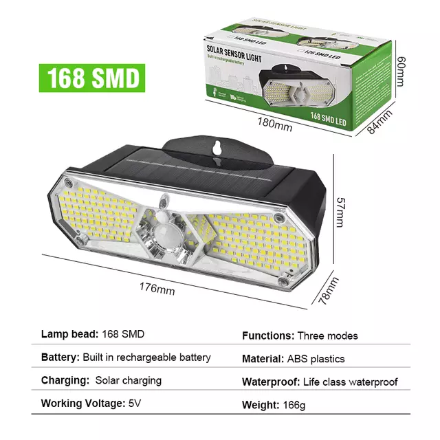 Solar PIR sensor wall light — product information 9