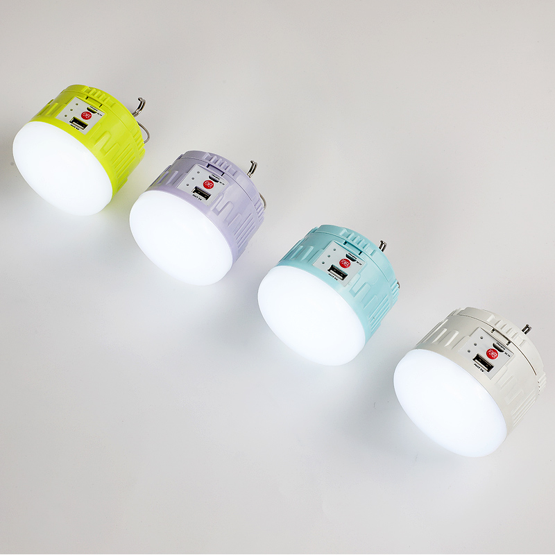 Solar rechargeable LED camping light